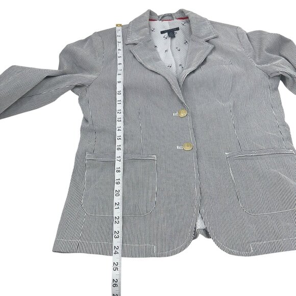 Tommy Hilfiger Womens Striped Blazer SZ L/G Cotton Blend Nautical Striped Print - Picture 7 of 16